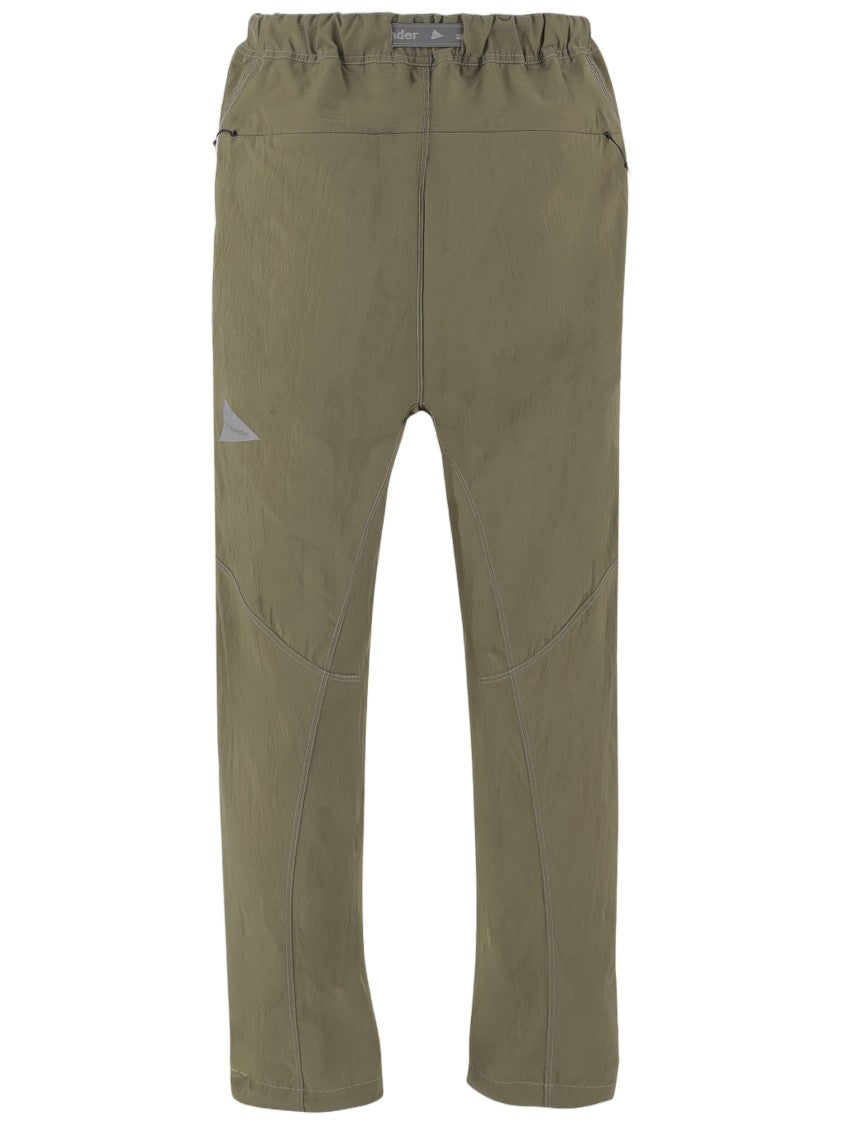 And Wander Khaki Nylon Trousers With Adjustable Drawstring