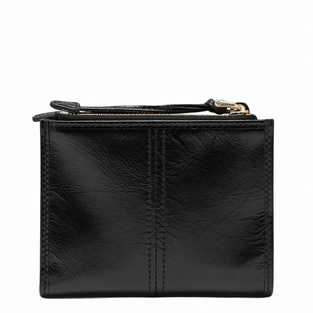Prada Finish Compact Bifold Wallet With Metal Logo