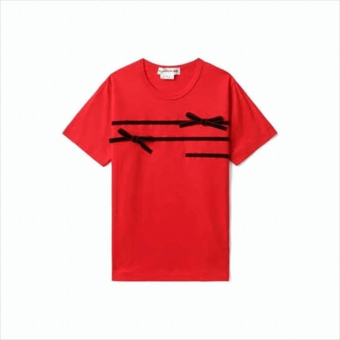 Comme Des Garçons Short-Sleeved T-Shirt With Velvet Ribbon Accents