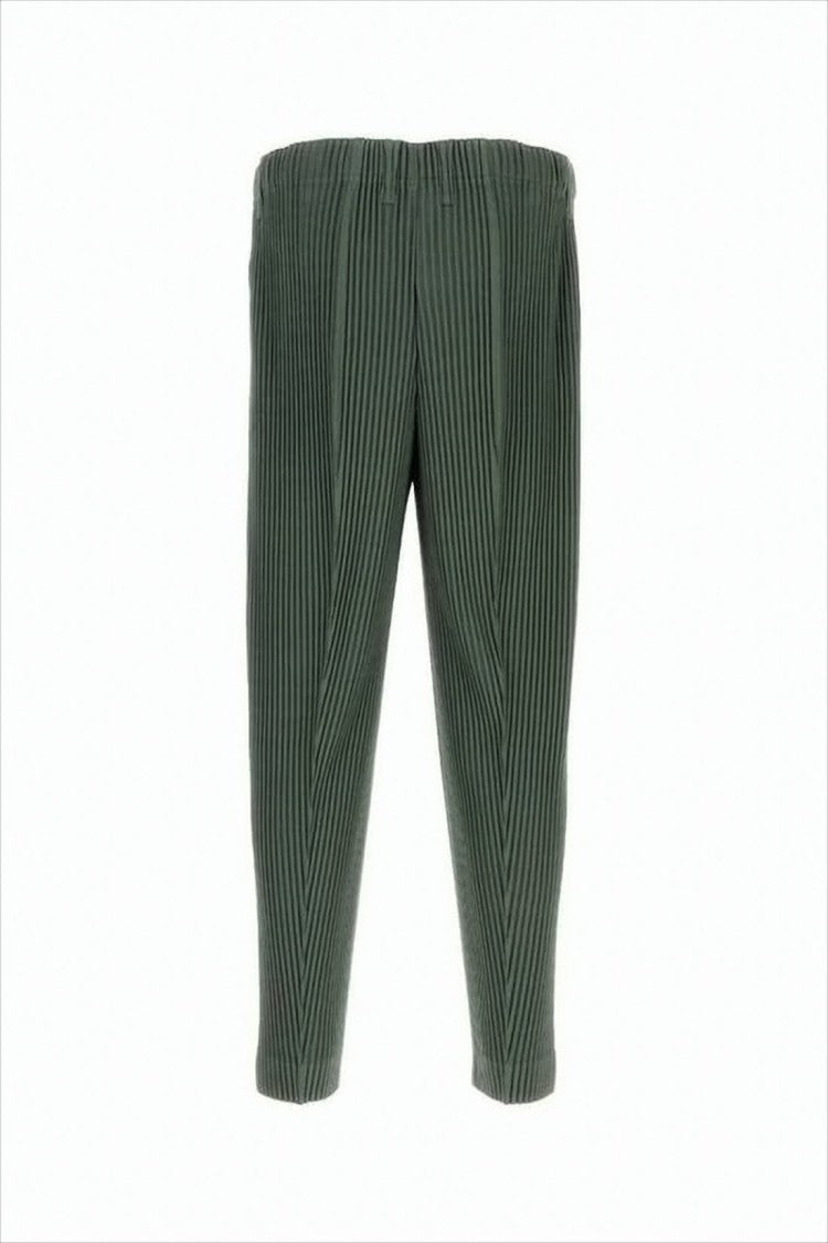 Homme Plissé Issey Miyake Pleated Green Pants With Tapered Silhouette