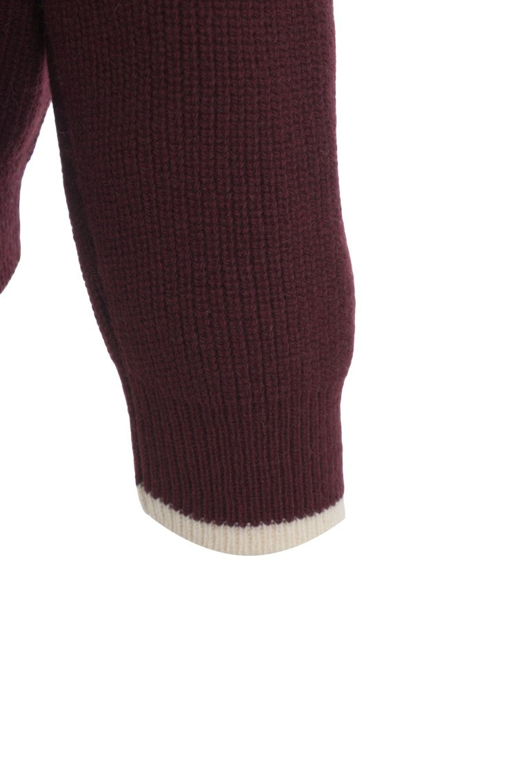 Amaranto Multicolored Striped Knit Pullover With Polo Collar