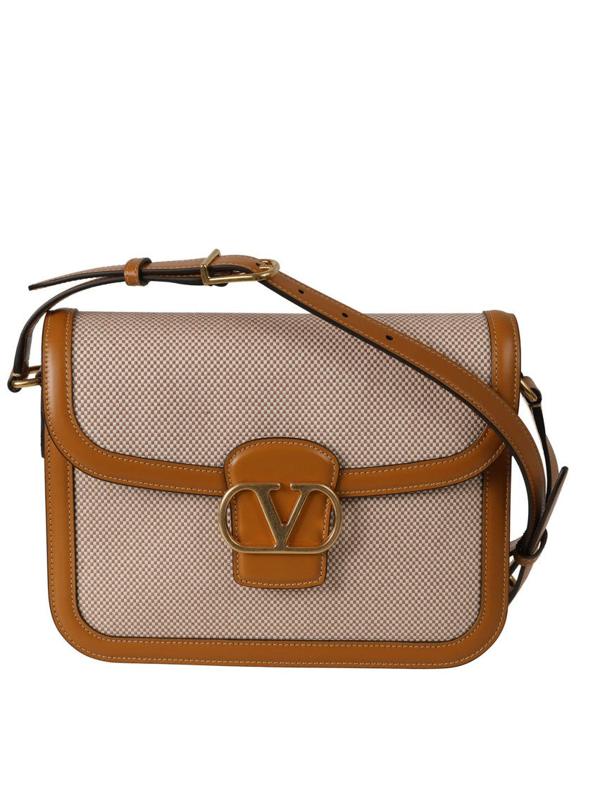 Valentino Garavani Structured Beige Calfskin Shoulder Bag