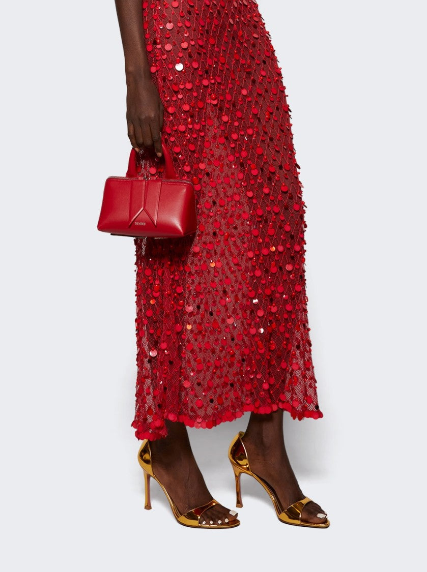 Amina Muaddi Agnese Sandal Gold Mirror Leather