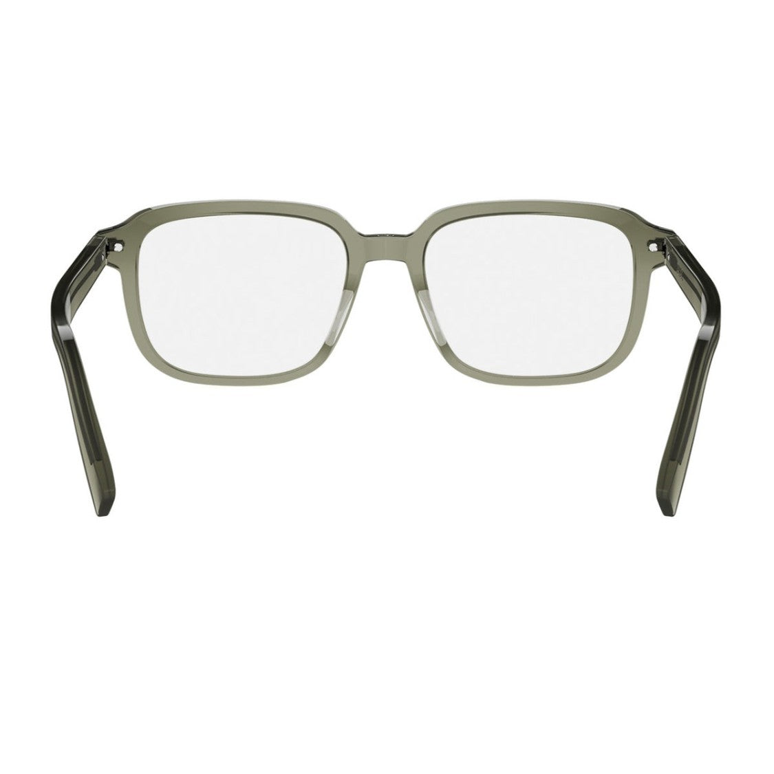 Dior Sage Green Acetate Eyeglasses With Square Contours And Metallic Accents