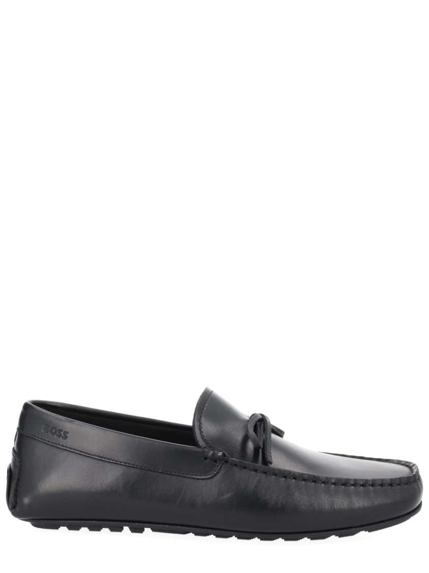 Boss Cowhide Leather Rounded Toe Loafers