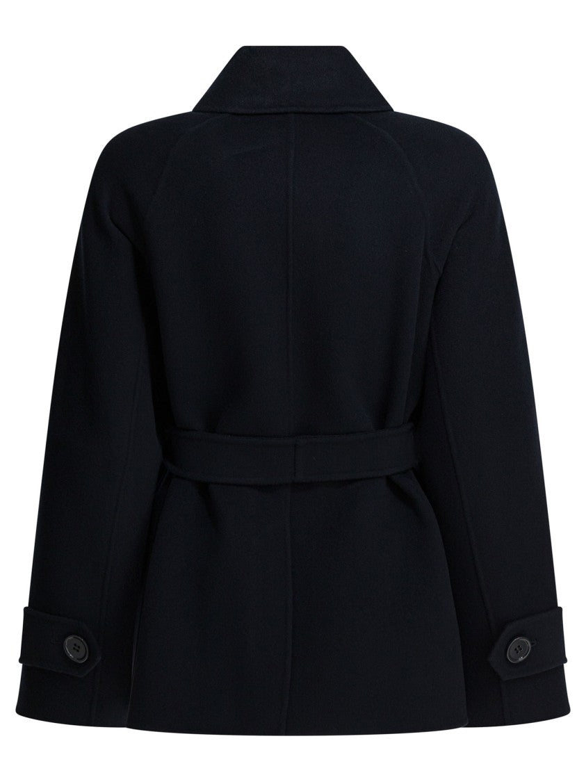 Max Mara Double-Breasted Virgin Wool Jacket With Belted Waist