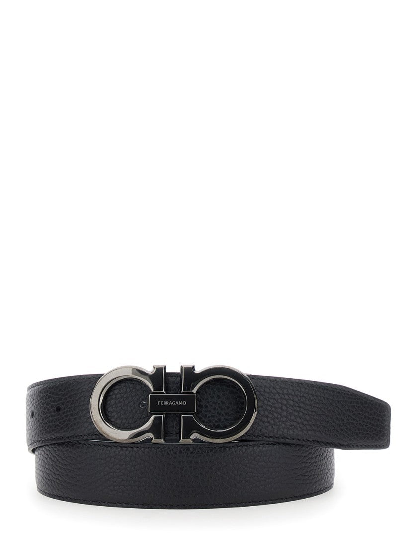 Salvatore Ferragamo Black Calf Leather Belt