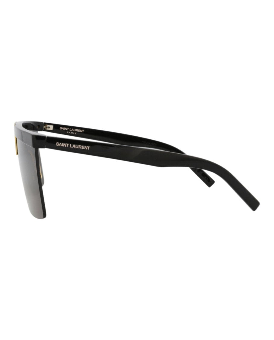 Saint Laurent Shield-Frame Acetate Sunglasses With Gold-Tone Accents