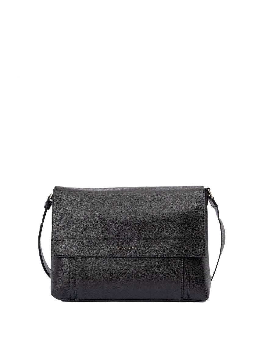 Orciani Micron Hammered Leather Messenger Bag