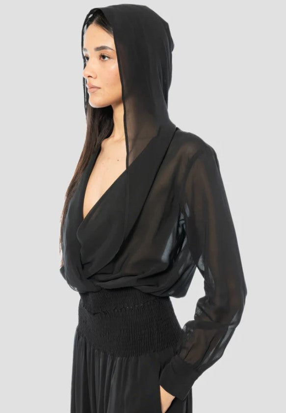 Pinko Castiglione Voile Cropped Elastic Blouse
