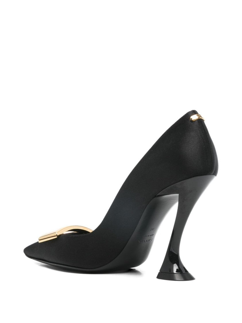 Lanvin Black Pointed Toe Sculpted Heel Pumps