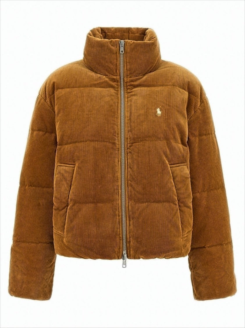 Polo Ralph Lauren Cropped Corduroy Puffer Jacket With High Collar