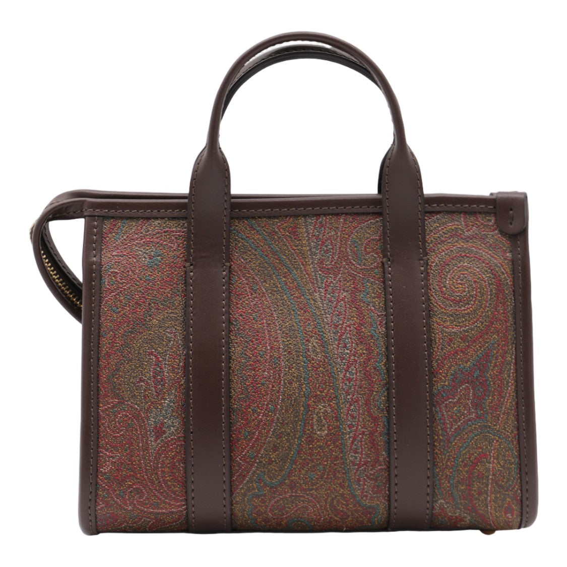 Etro Structured Handbag With Classic Paisley Pattern And Leather Trim
