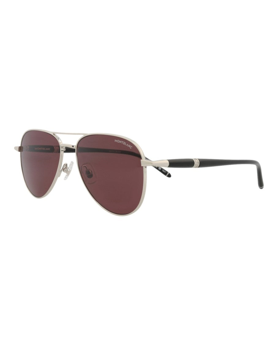 Montblanc Sleek Aviator-Frame Metal Sunglasses With Polished Finish