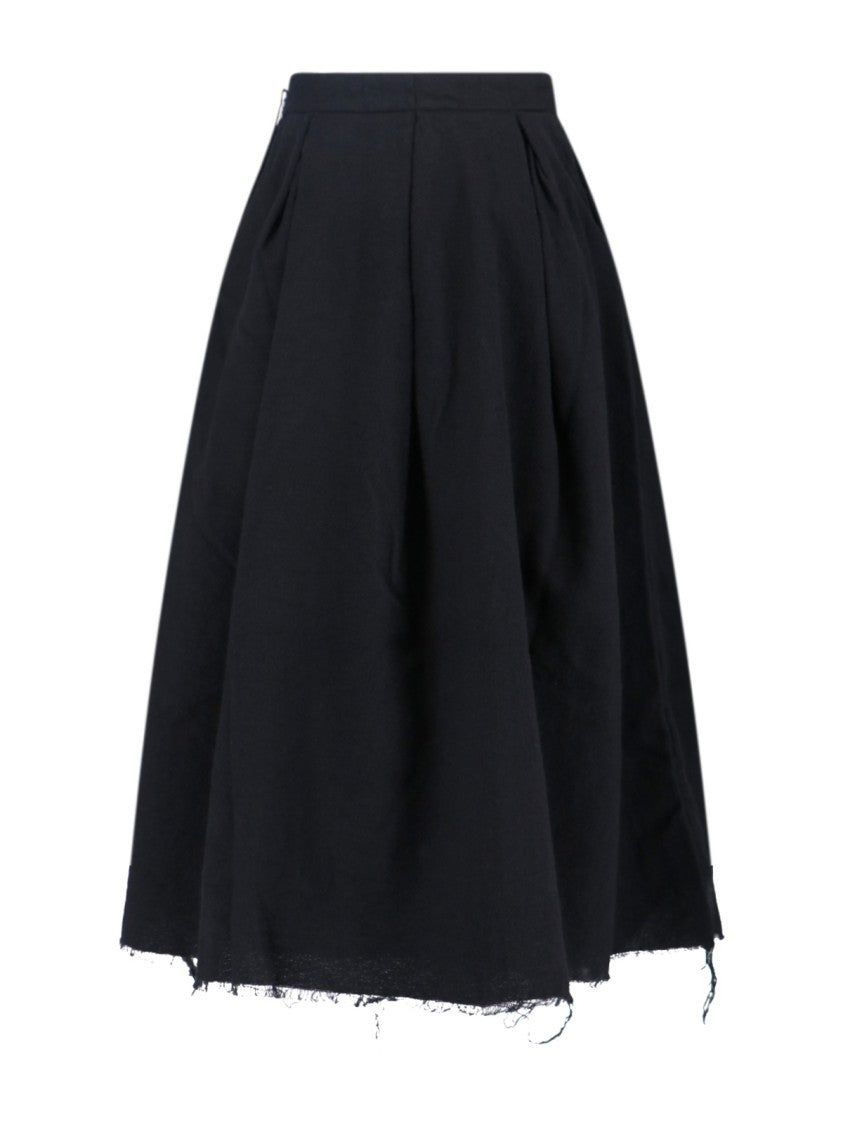 Uma Wang High-Waist Black Skirt With Pleated Flare