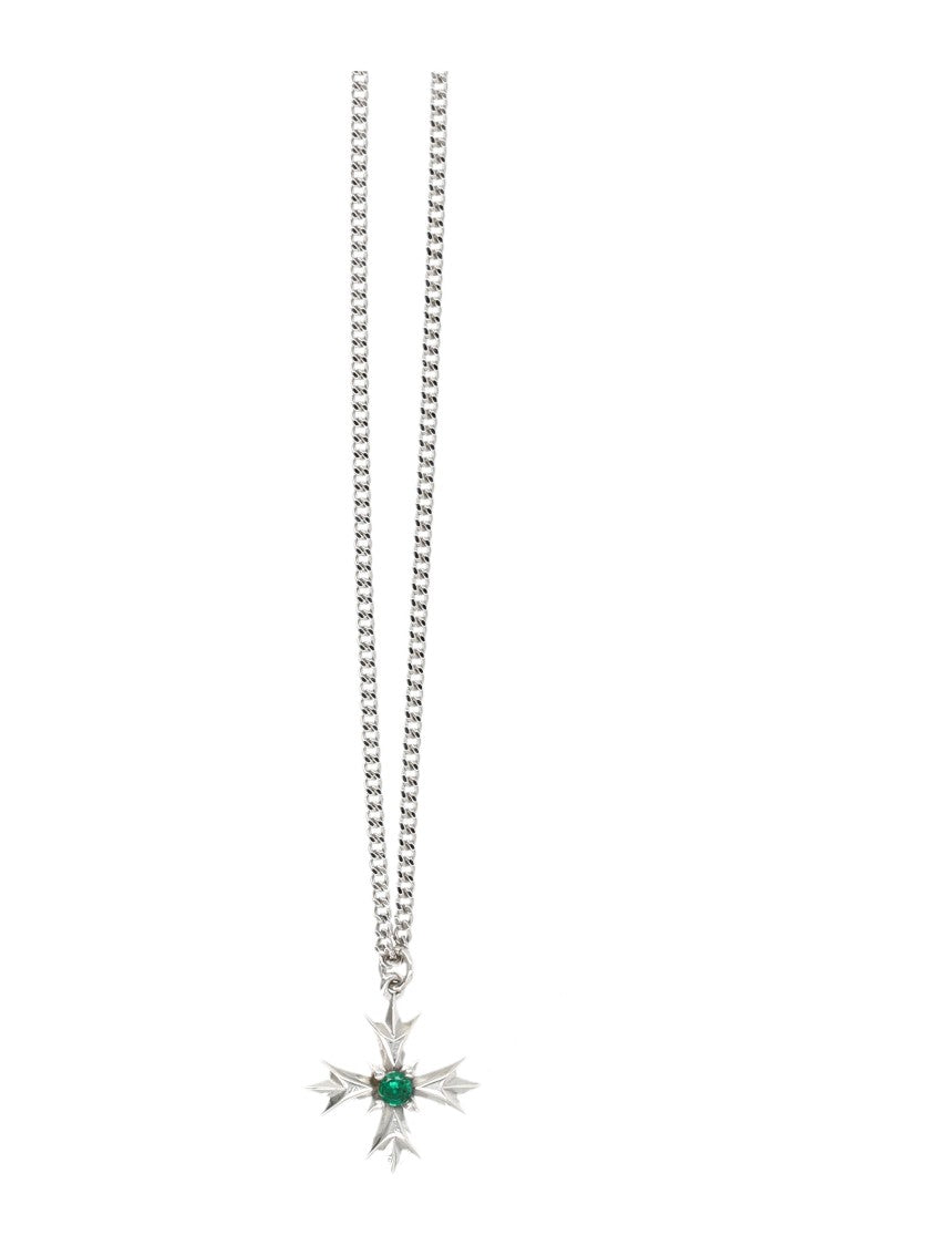 Emanuele Bicocchi New Mini Crest + Green Zircone Necklace