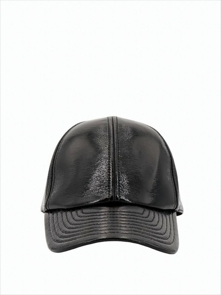 Courrèges Structured Black Cap With Curved Brim