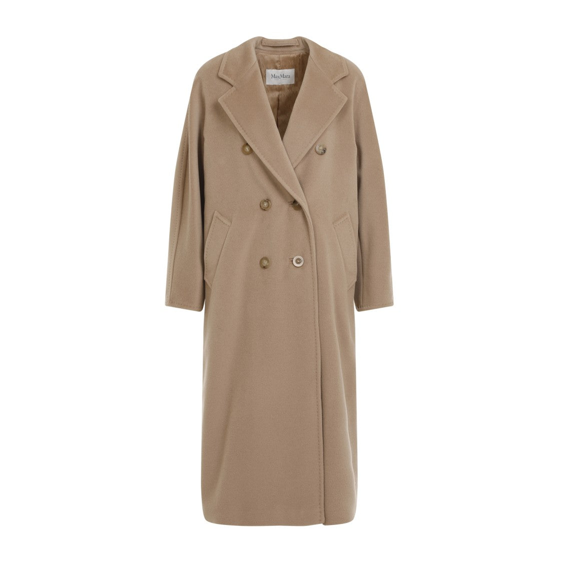 Max Mara Double-Breasted Beige Wool-Cashmere Coat With Tailored Silhouette