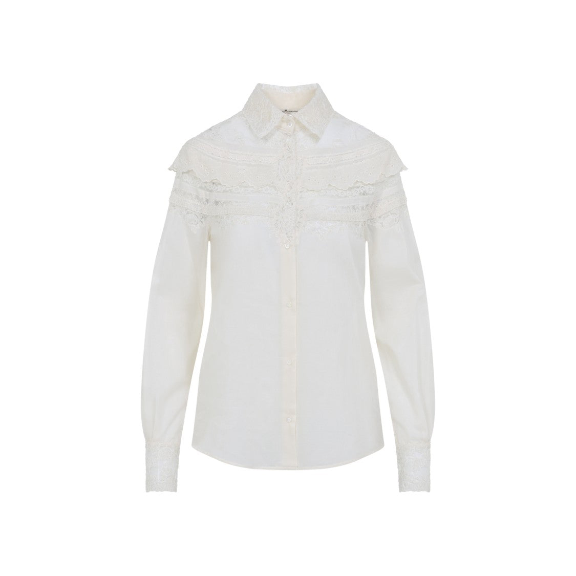 Ermanno Scervino Classic White Cotton Shirt With Lace Detailing