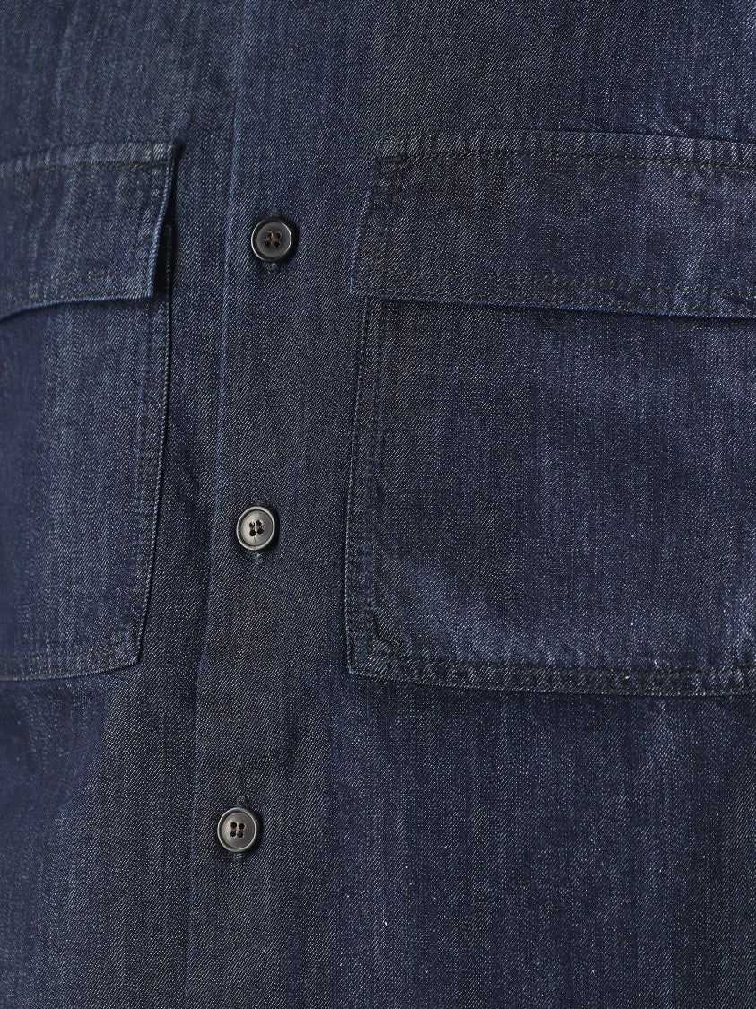 Dries Van Noten Sleeveless Blue Denim Shirt