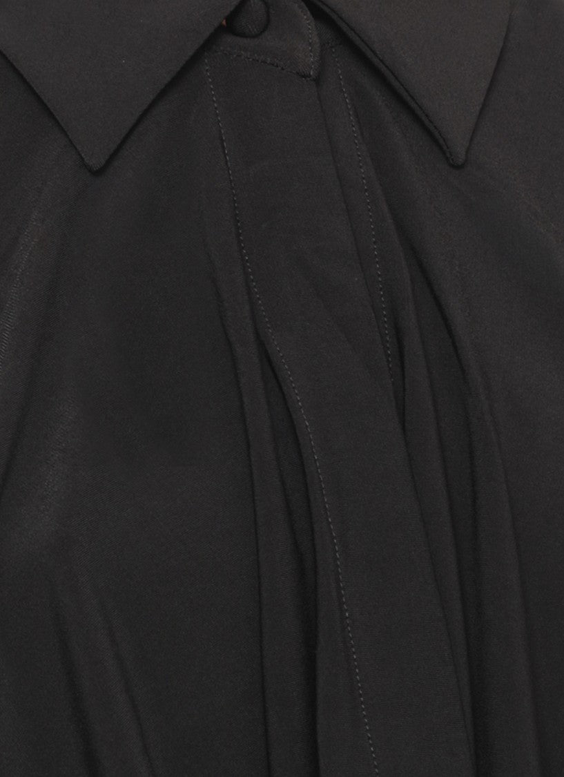 The Andamane Black Draped Mini Dress