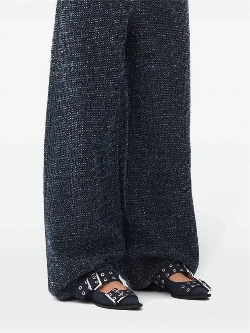 Ganni Pointed Toe Flat Shoes With Silver-Tone Buckles