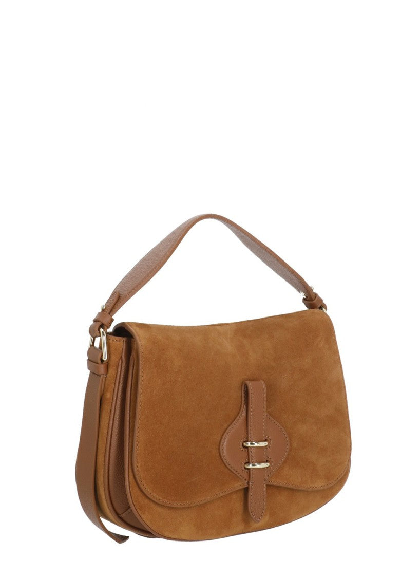 Coccinelle Elegant Suede Leather Shoulder Bag With Gold-Tone Hardware