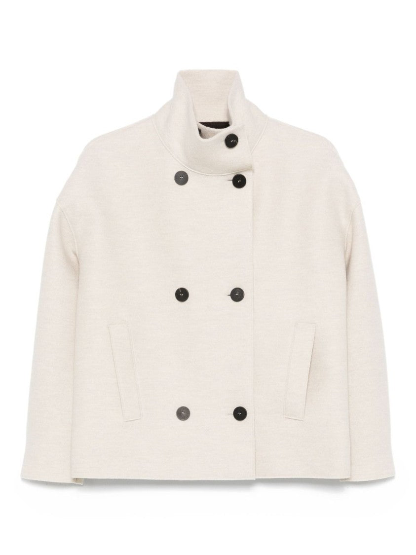 Harris Wharf London Beige Short Boxy Coat