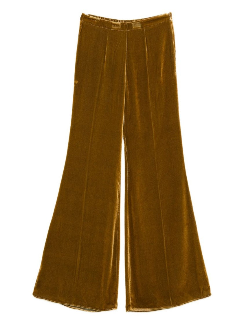Forte Forte Wide-Leg Velvet Pants With Golden Hue
