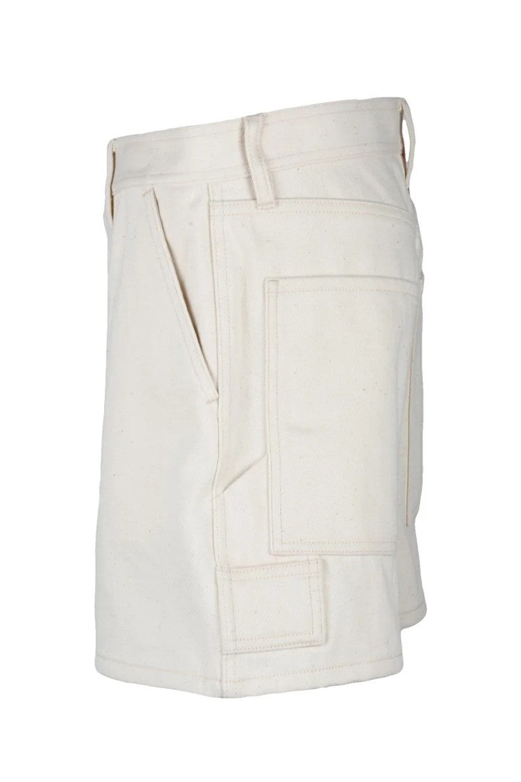 Jil Sander High-Waisted Beige Cotton Shorts