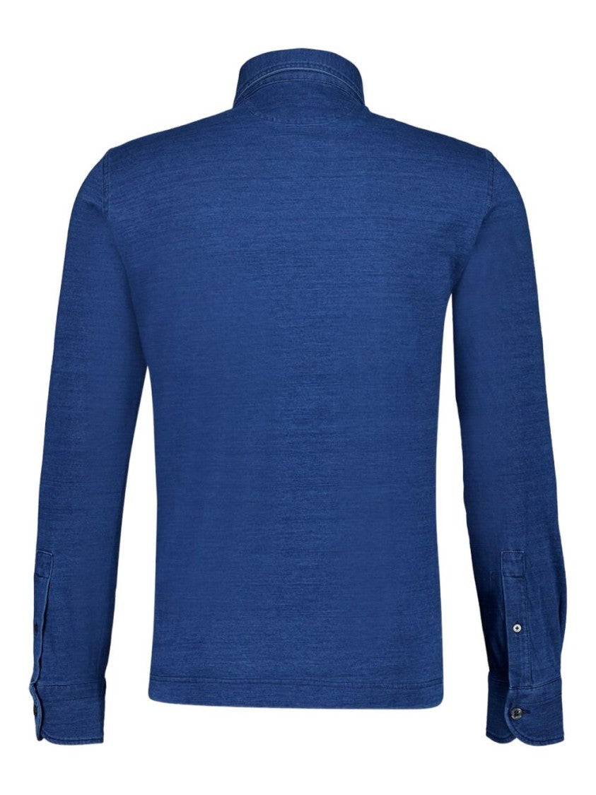 Tom Ford Long-Sleeved Denim Blue Polo Shirt