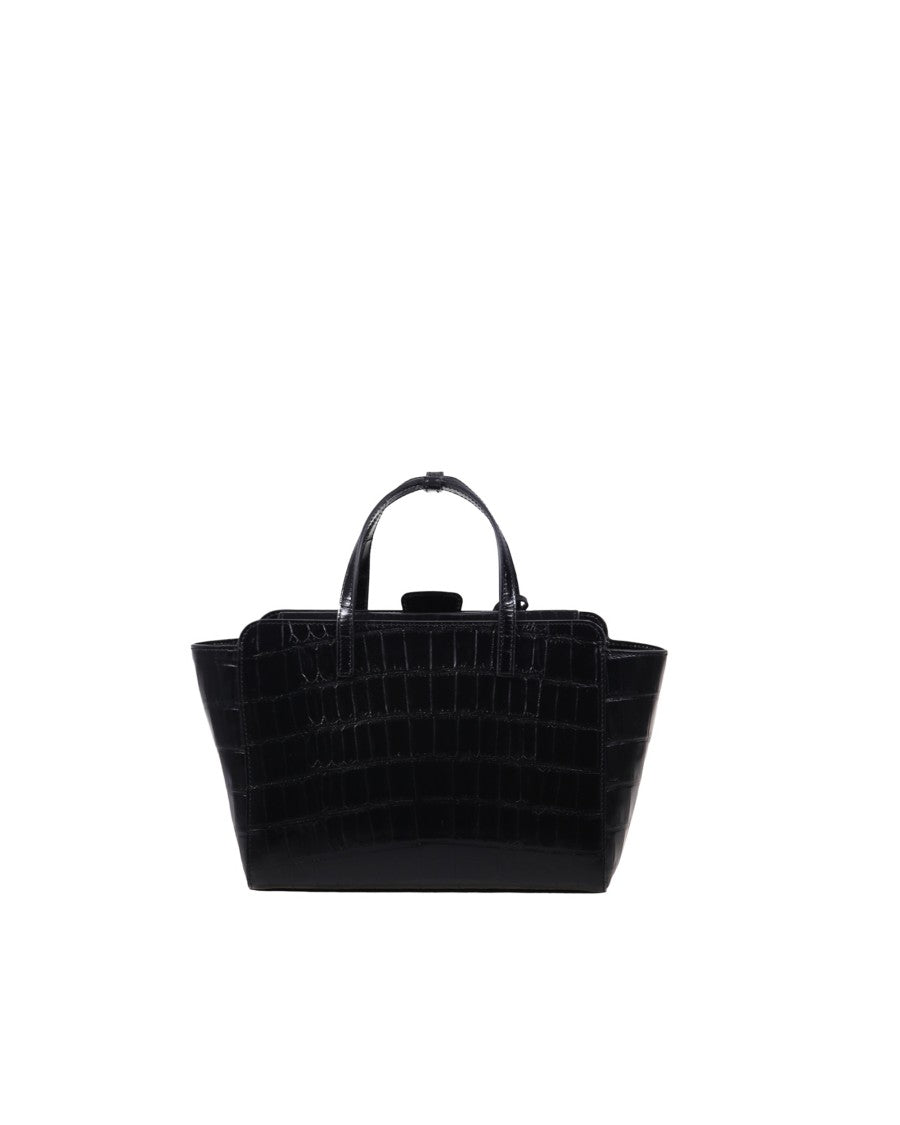 Hidesins Structured Crocodile-Embossed Leather Shoulder Bag