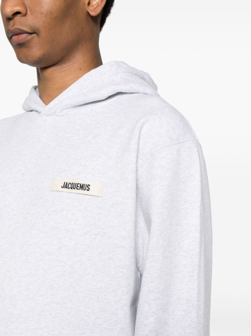Jacquemus Light Grey Hooded Sweatshirt With Minimalist Design