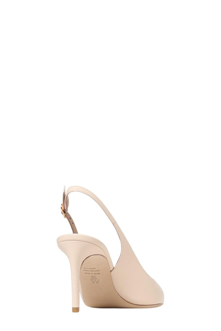 Stuart Weitzman Cream Stuart Power Slingback 75 Pointed Leather Pumps