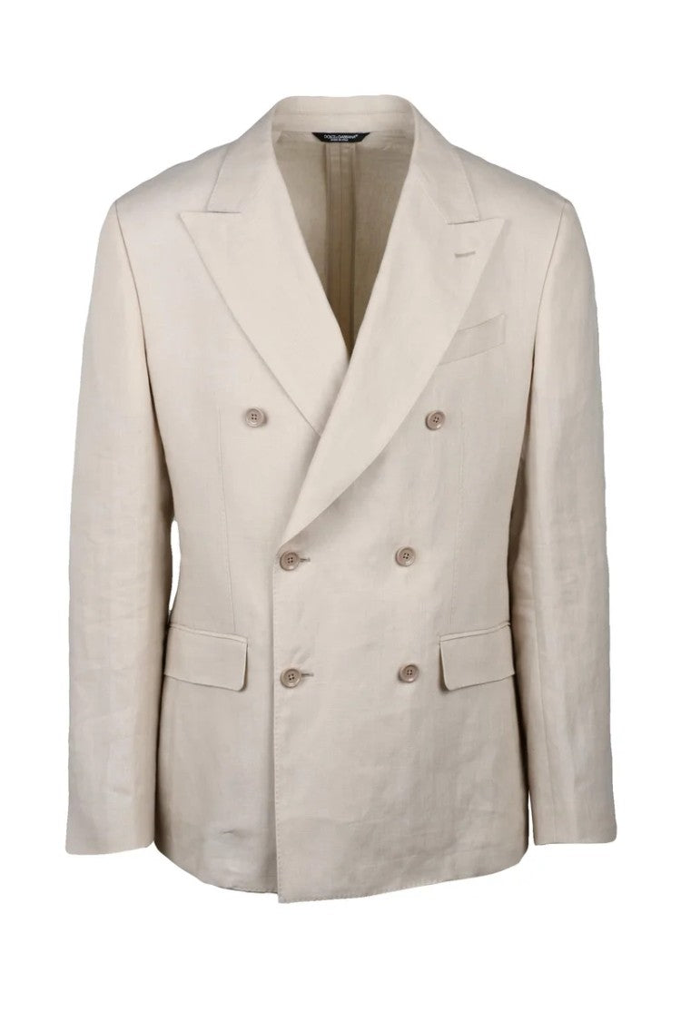 Dolce & Gabbana Double-Breasted Linen Jacket - Beige