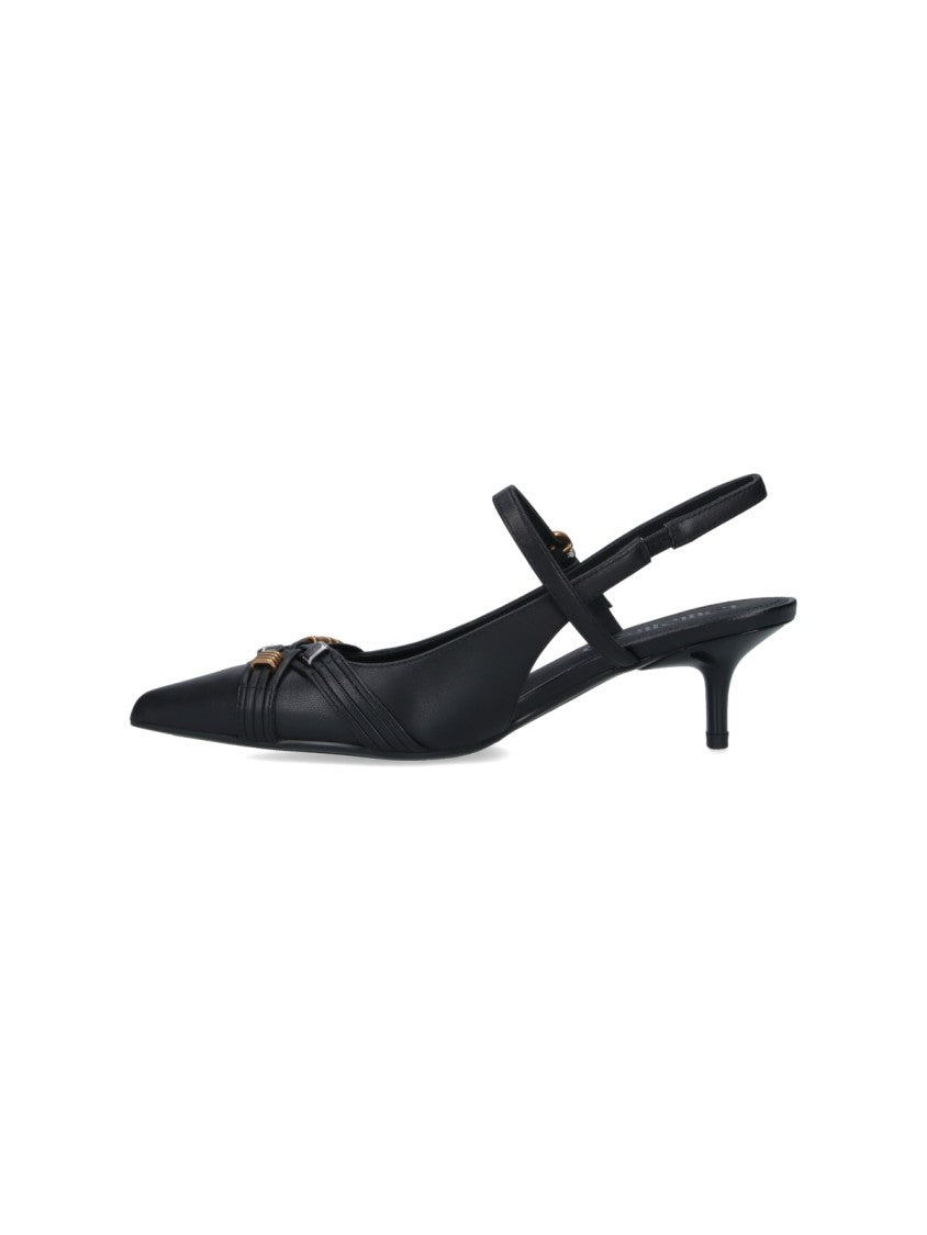 Pinko Black Gloria 18 Leather Slingback Pumps