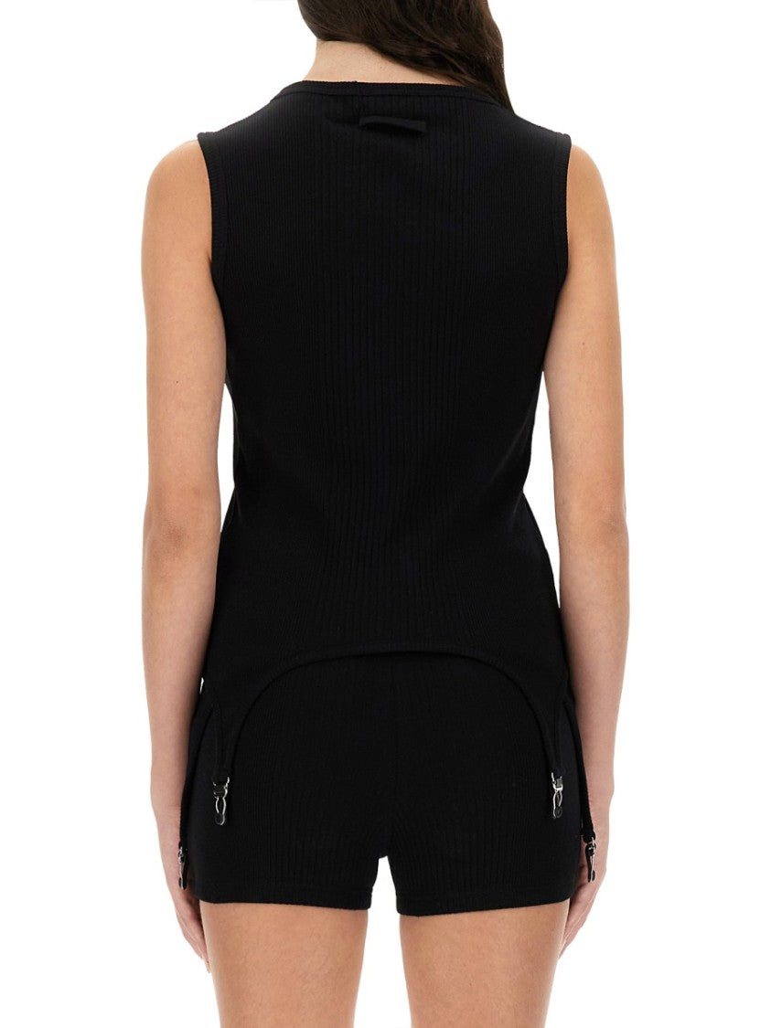 Jean Paul Gaultier Fitted Sleeveless Top With Garter Detail
