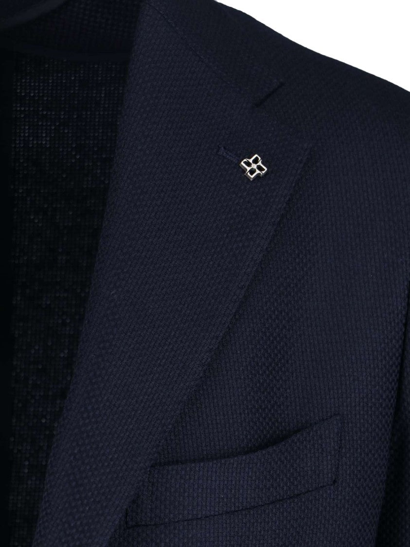 Tagliatore Navy Virgin Wool Single-Breasted Blazer
