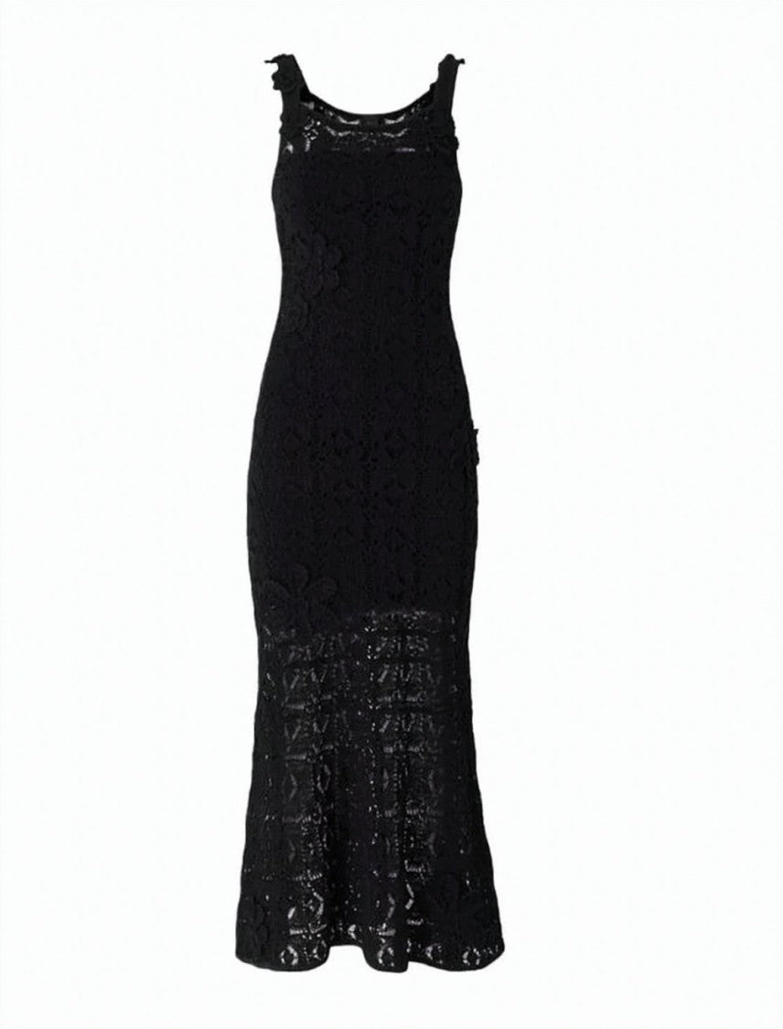 Pinko Juncus Crochet Flower Maxi Dress