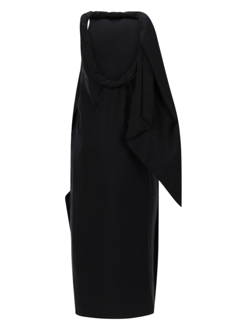 Loulou De Saison Susan Asymmetrical Draped Bow Midi Dress