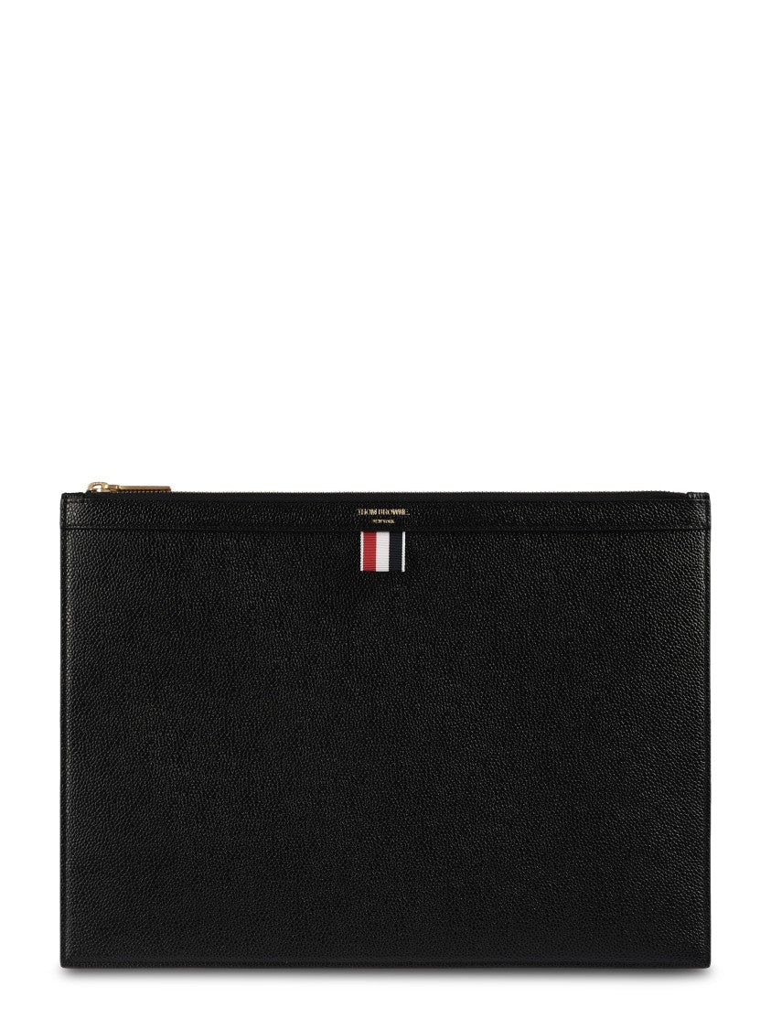Thom Browne Medium Document Holder In Pebble Grain Leather