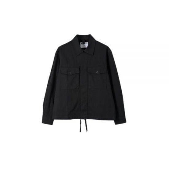 Margaret Howell Straight-Cut Black Jacket With Classic Collar And Adjustable Hem