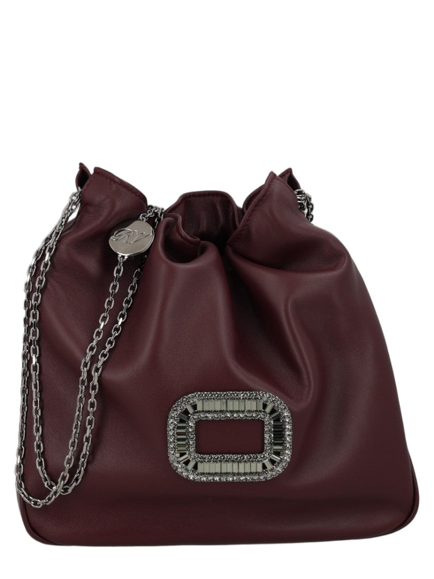 Roger Vivier Mini Lambskin Shoulder Bag With Silver-Tone Chain And Embellished Buckle