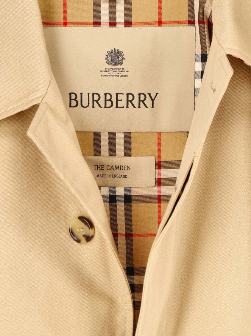 Burberry Camden Check Lined Beige Cotton Trench Coat