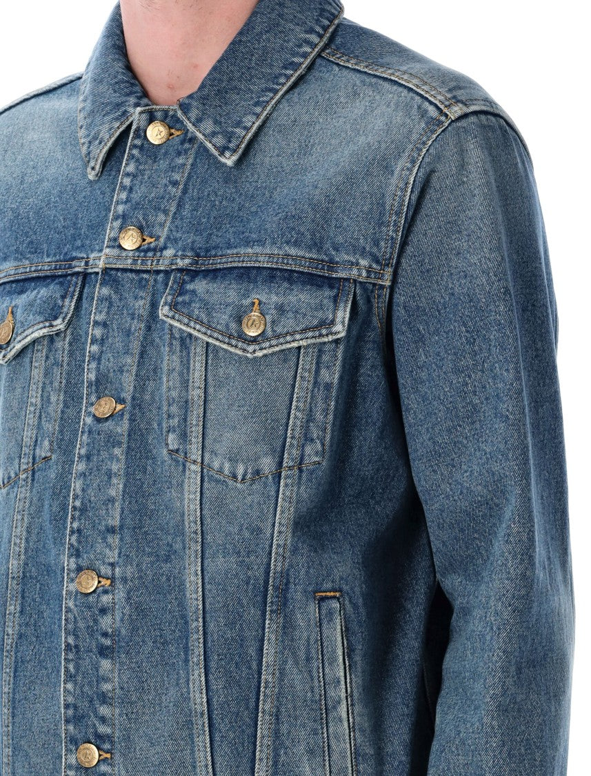 Golden Goose Agenore Denim Jacket With Distressed Finish And Iconic Star