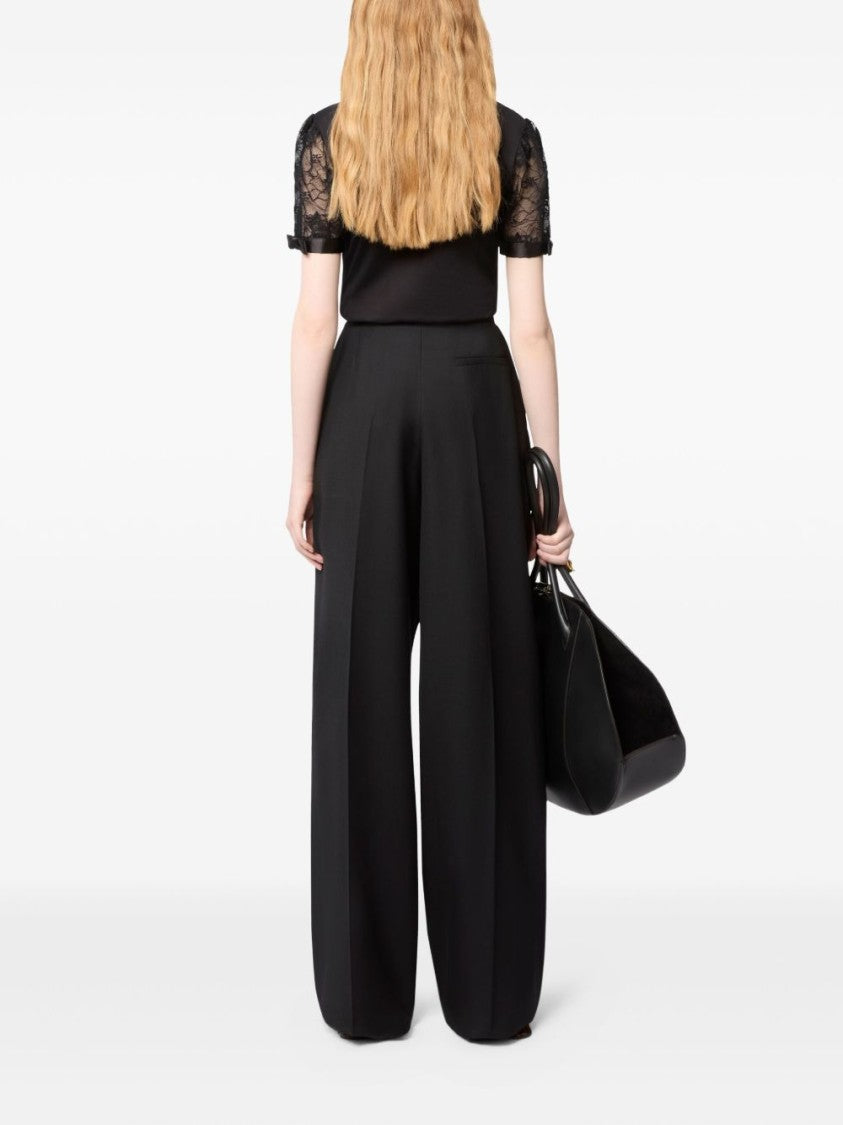 Nina Ricci Short-Sleeved Top With Lace Sleeves And Bow Details