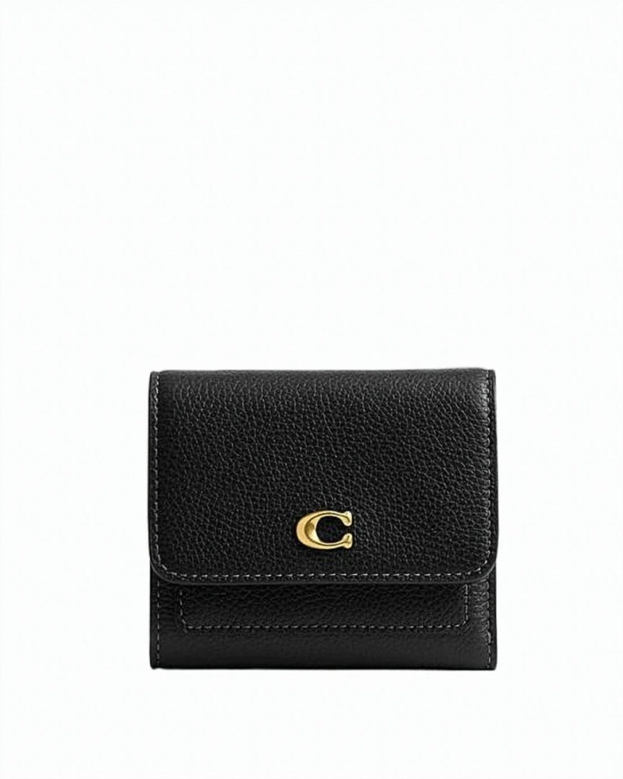 Coach Compact Textured Calf Leather Wallet