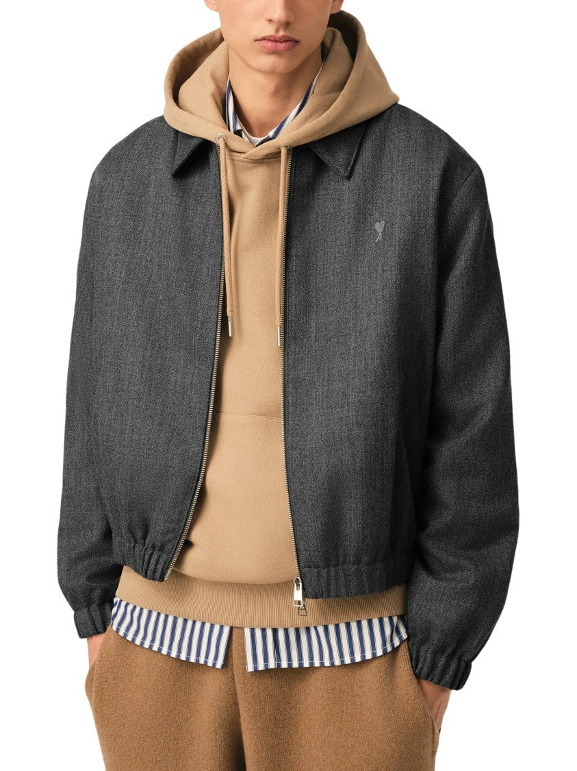 Ami Paris Grey Ami De Cœur Wool Jacket