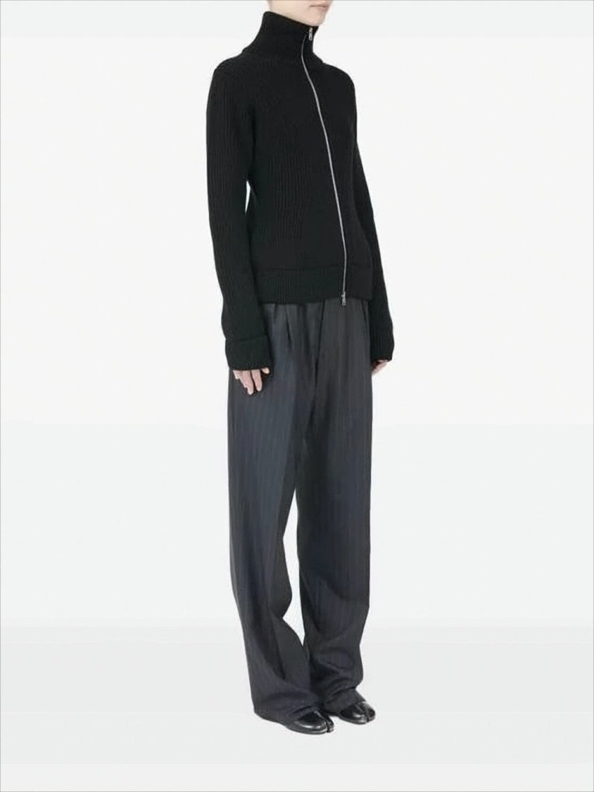 Maison Margiela Ribbed Knit Cardigan With High Collar