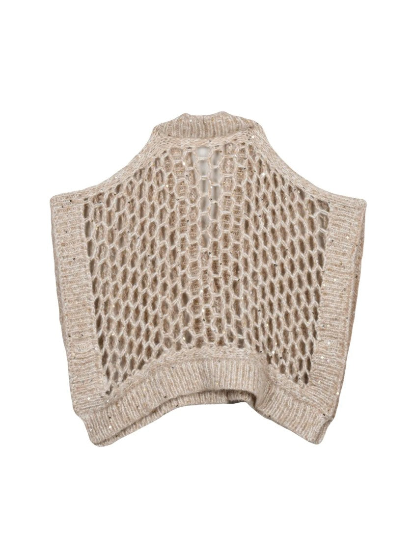 Peserico White/Beige Openwork Alpaca-Blend Vest